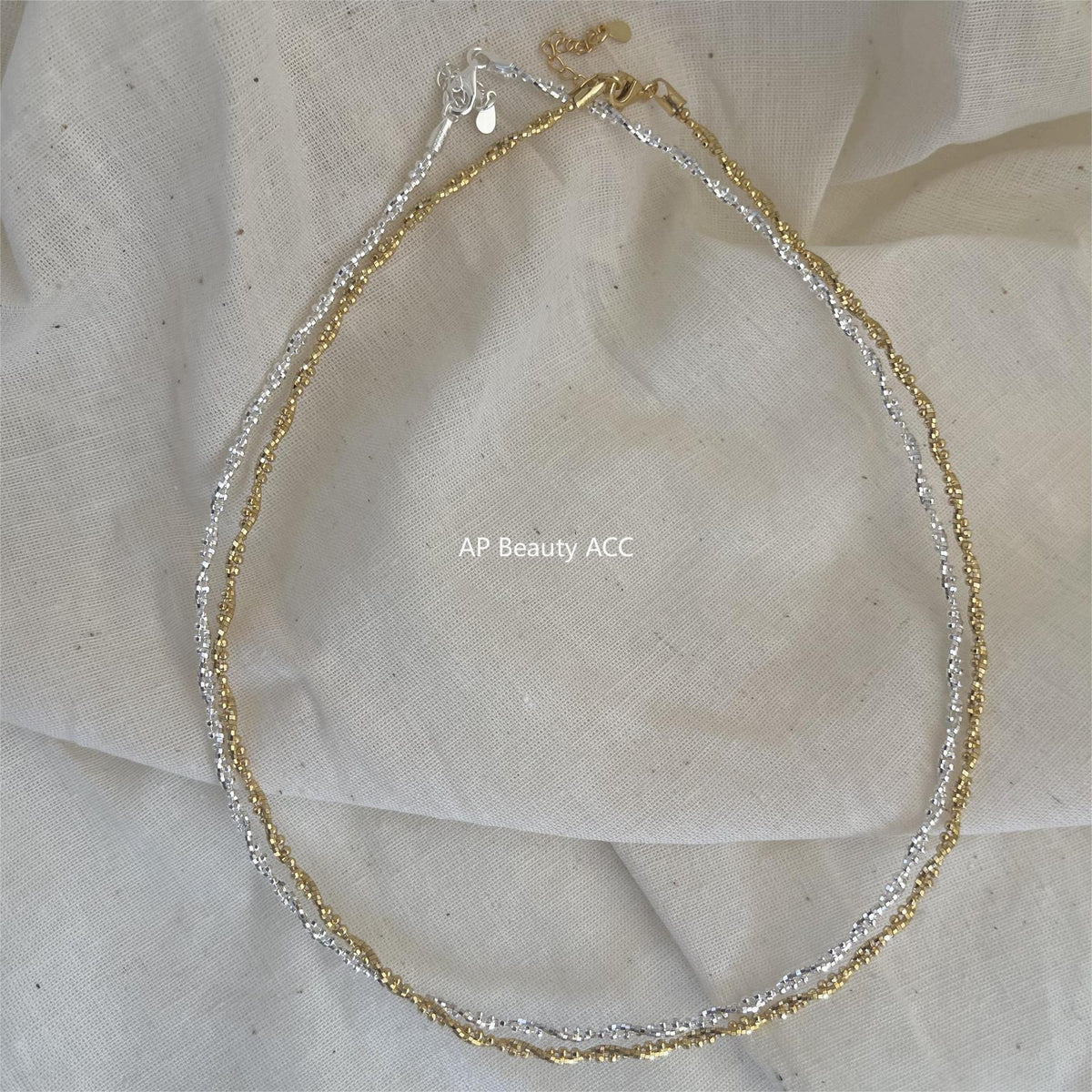 F廠-韓國韓版925純銀切面圓珠碎銀項鍊簡約氣質冷淡風纏繞項鍊「B1173」25.12-3