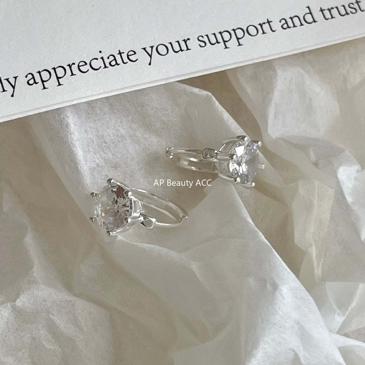 F廠-韓國韓版925純銀鋯石耳扣耳釘女簡約時尚ins小紅書耳環「C1409」25.11-3