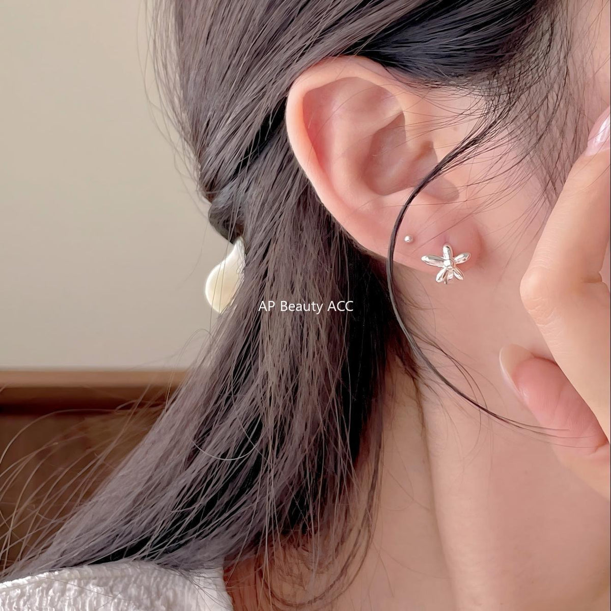 F廠-韓國韓版925純銀花朵耳扣耳環簡約氣質百搭ins風耳飾「C1413」25.11-3