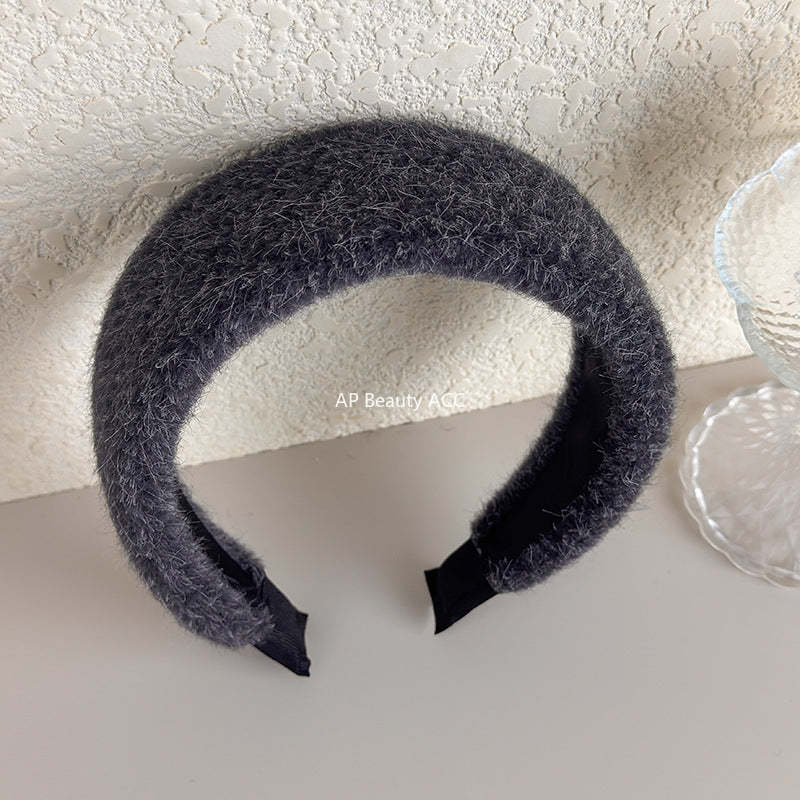E廠-秋冬細毛絨加厚寬邊髮箍女2025新款高顱頂頭箍氣質百搭髮卡髮飾「27710」25.11-3