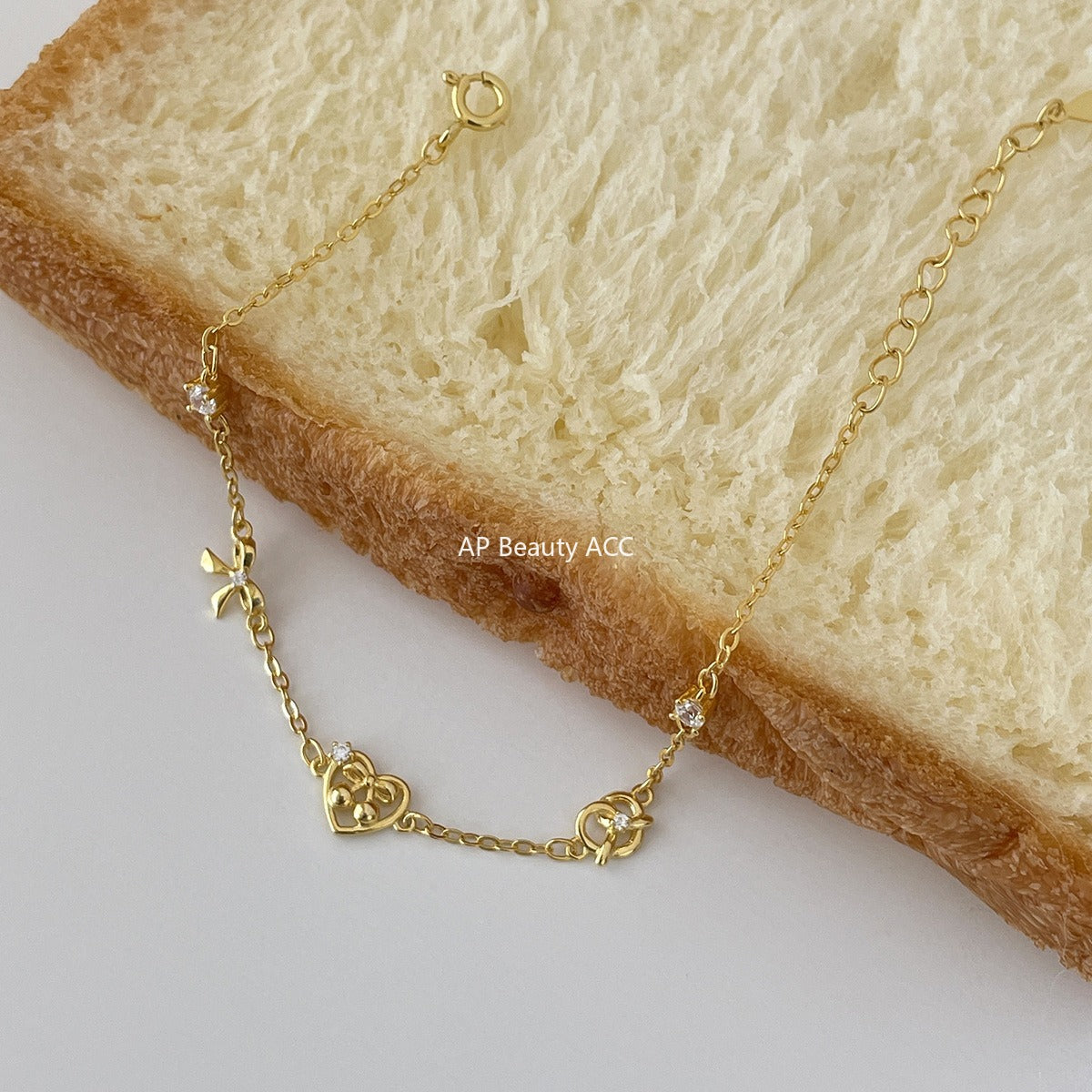 C廠-韓版愛心鹼水結手鍊女甜美小清新蝴蝶結純銀手飾小眾精緻設計飾品「SL-490」25.11-1