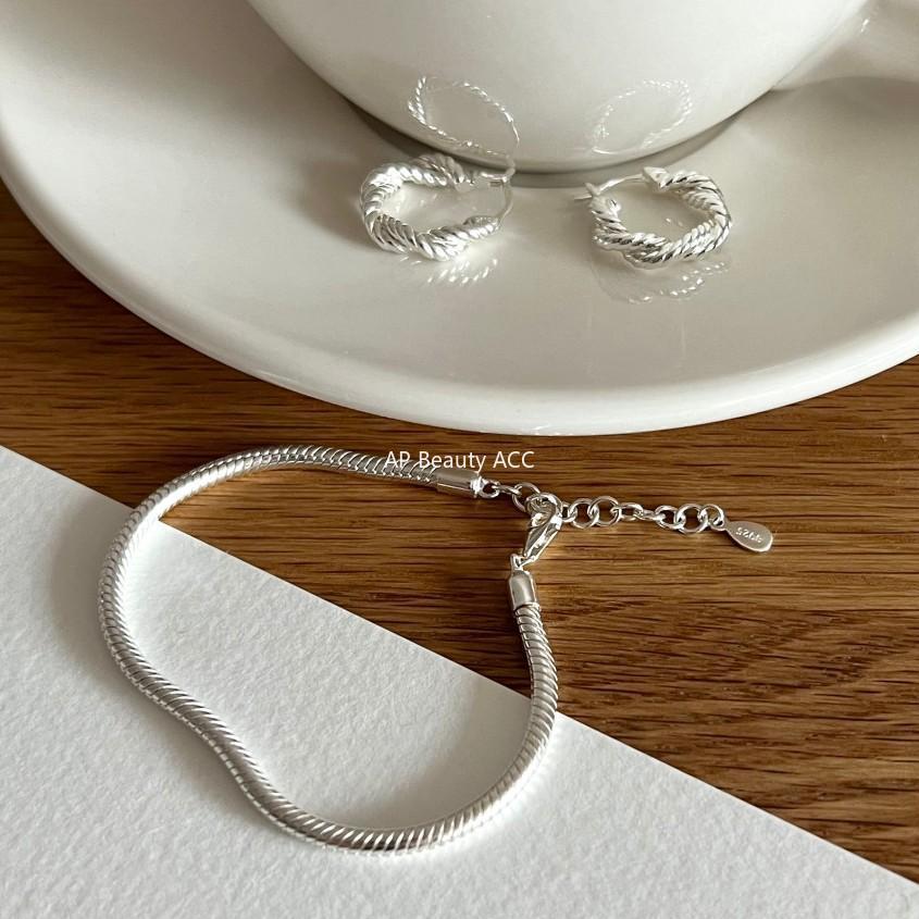 F廠-韓國韓版925純銀個性重工粗蛇骨手鍊銀飾簡約手環首飾「A324」25.11-2