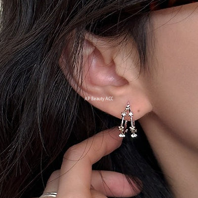 C廠-甜酷簡約星星耳環女時尚復古港風氣質荊棘銀針耳扣高級感秋冬耳飾「EH-4117」25.11-2