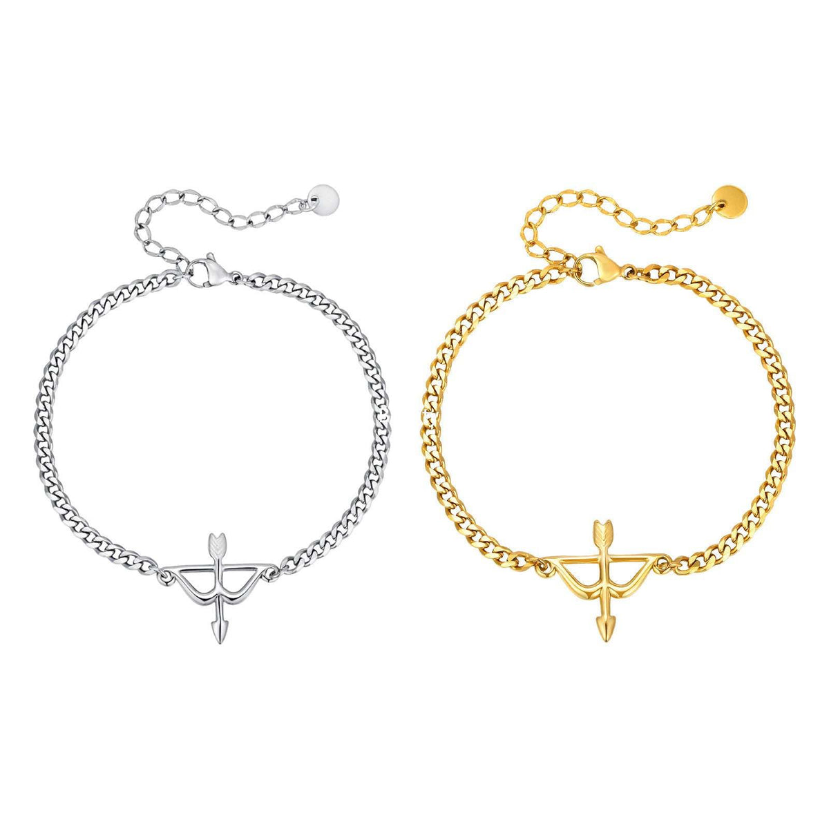 G廠-不鏽鋼六面磨鏈弓箭手鍊金色幾何射箭手鍊時尚氣質批發「BR-2621」25.11-1