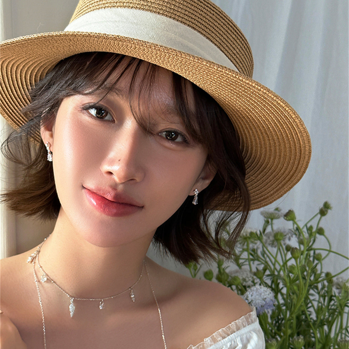 C廠-森系小香風珍珠耳釘女輕奢高級感水滴鋯石銀針耳環百搭日常耳飾「EH-4036」25.08-4