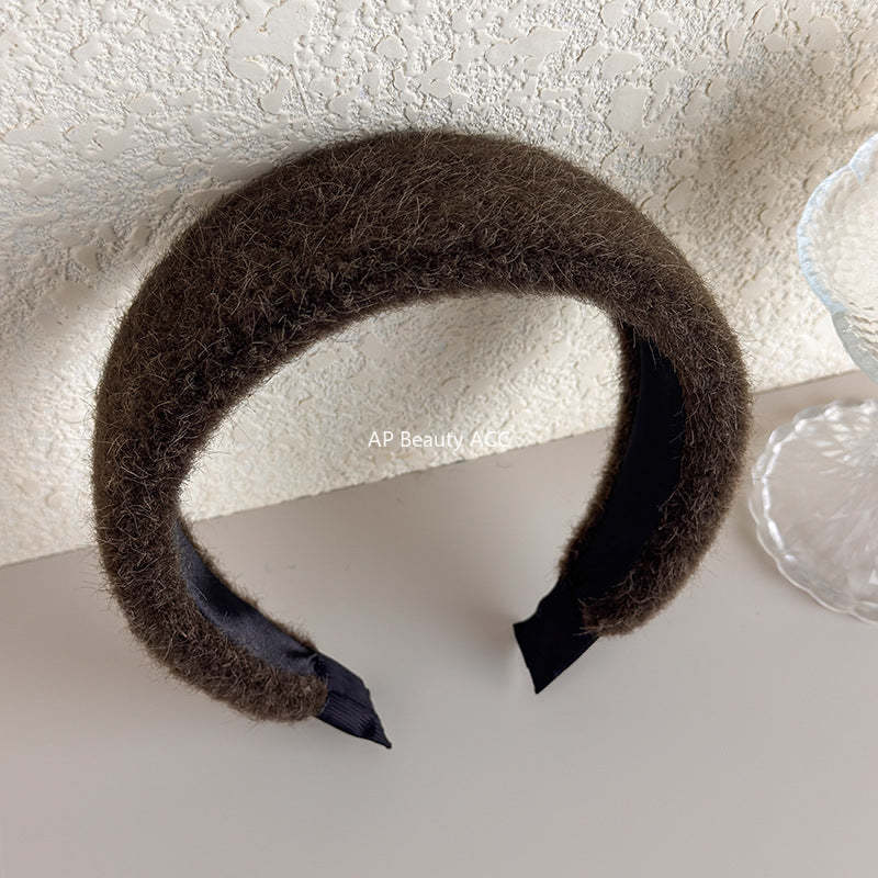 E廠-秋冬細毛絨加厚寬邊髮箍女2025新款高顱頂頭箍氣質百搭髮卡髮飾「27710」25.11-3