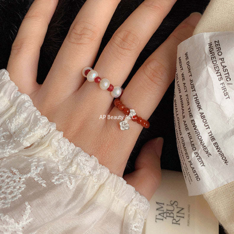 C廠-古風宮廷風葫蘆繡球愛心錢幣大象吉祥淡水珍珠彈力S925純銀戒指「RA」25.11-4