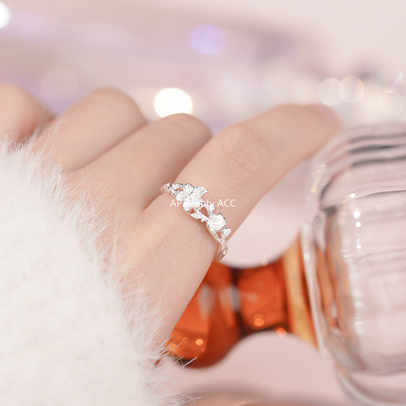 D廠-S999足銀花朵戒指設計感甜美日系溫柔立體溫柔清新小眾手飾「YC4121R_1」25.11-1