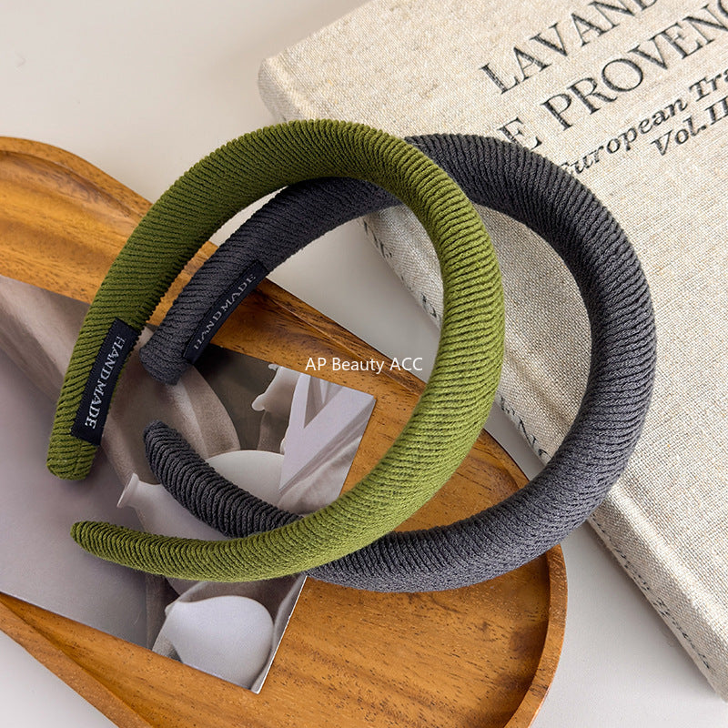 E廠-復古螺紋高顱頂海綿髮箍女款百搭外出寬邊網紅2025年新款氣質頭箍「21924」25.11-2