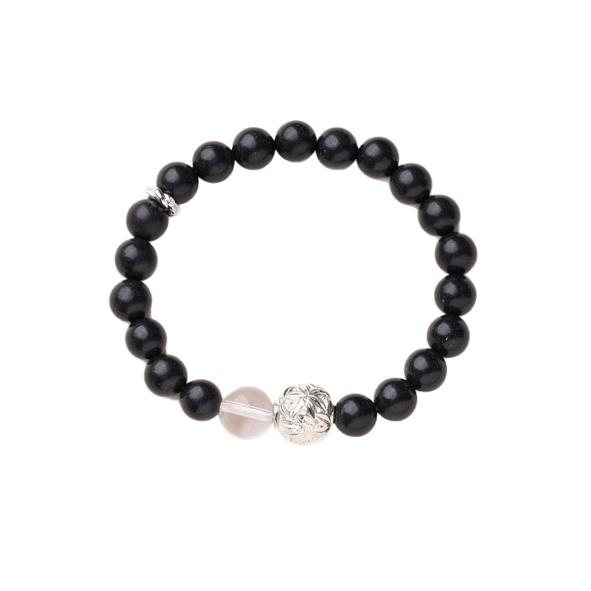 AS廠-天然8MM黑龍涎中藥合香珠手串高級感設計白水晶竹葉隔珠百搭批發「081X569」25.10-3