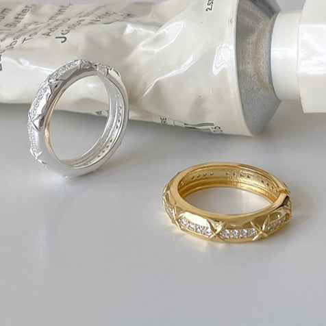 C廠-輕奢小香風爆閃鋯石戒指女高級感個性開口食指戒簡約小眾百搭指環「JZ-0727」25.11-1