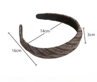 E廠-韓國經典復古格紋凹凸髮箍女2025新款法式高顱頂寬邊氣質頭箍髮飾「27675」25.11-3