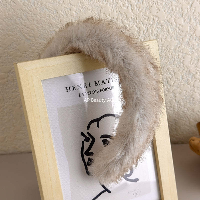 E廠-高顱頂髮箍女2025新款高級感秋冬毛絨髮箍洋氣時尚仿貂絨頭箍髮飾「24297」25.11-1