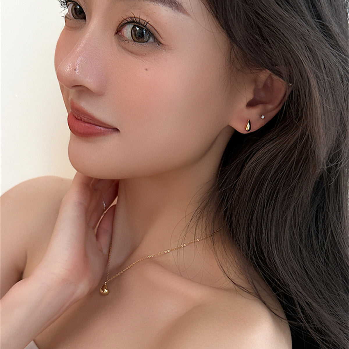 C廠-極簡百搭迷你水滴豆豆耳釘女2025爆款高級感銀針耳環輕奢百搭耳飾「EH-3770」25.07-4