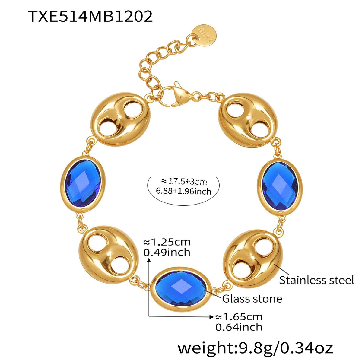 B廠-不鏽鋼空心豬鼻子包邊玻璃石手鍊項鍊套裝鍍18k真金跨境珠寶首飾「TXP514」25.12-2