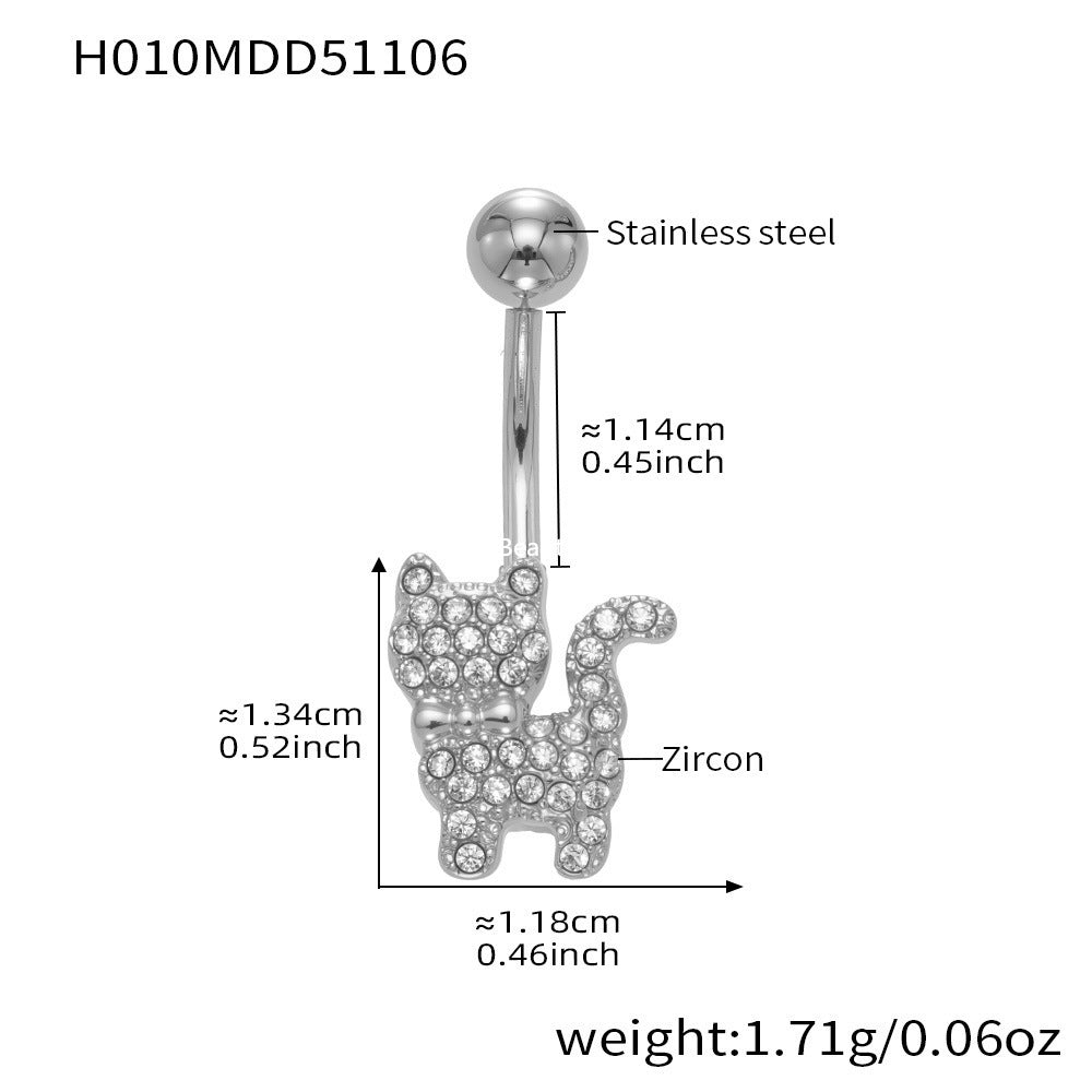 B廠-跨境新款多元素滿鑽鋯石肚臍釘不鏽鋼鍍18k金歐美穿刺飾品「H009」25.11-2