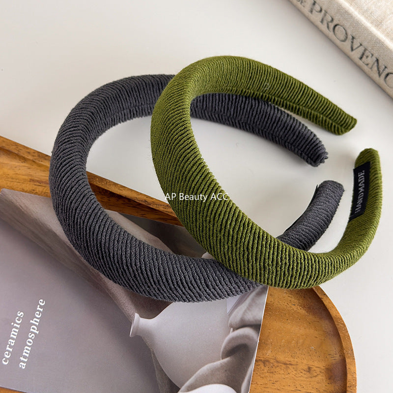 E廠-復古螺紋高顱頂海綿髮箍女款百搭外出寬邊網紅2025年新款氣質頭箍「21924」25.11-2
