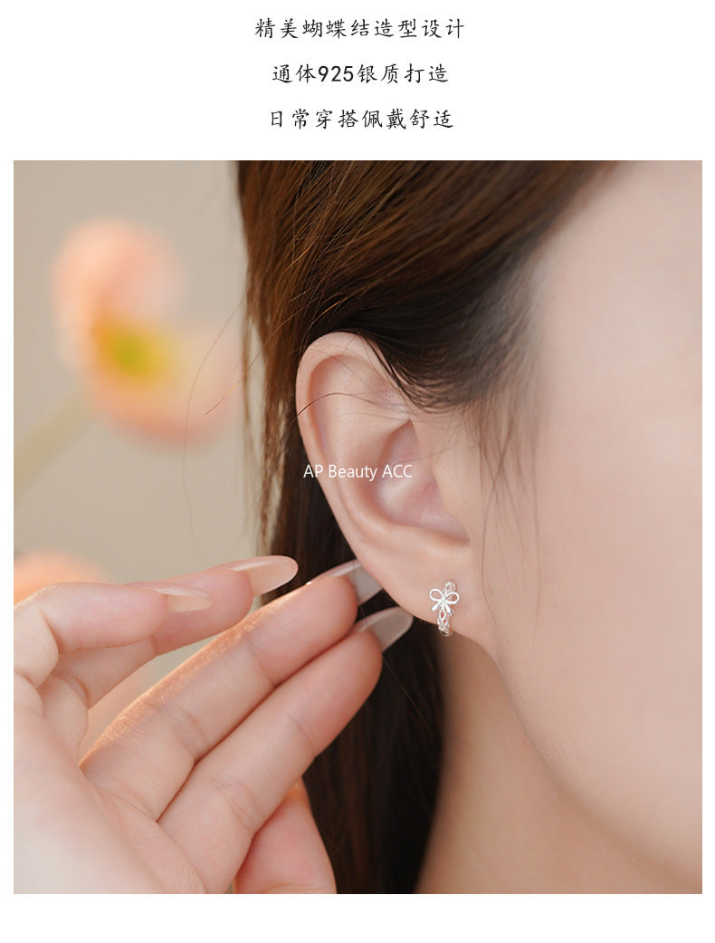 D廠-S925純銀日系鏤空蝴蝶結耳扣新款百搭高級感甜美溫柔氣質耳飾「YC2793E_1」25.11-1