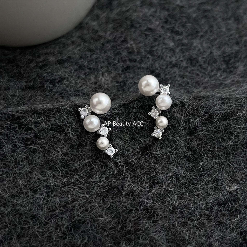 A廠-微鑲鋯石個性925銀針幾何不規則新款時尚通勤新耳飾「7201」25.12-1