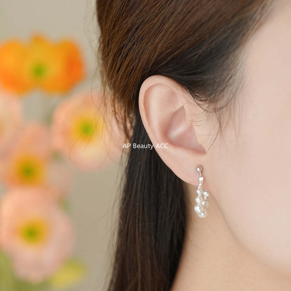 D廠-純銀S925日系銀色碎銀珍珠耳環簡約法式輕奢復古甜美優雅耳環「YC2380E_1」25.12-3