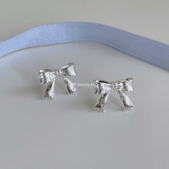 C廠-925銀針小香風蝴蝶結耳釘女精緻百搭韓系ins風耳環高級感秋冬耳飾「EH-4334」25.11-4