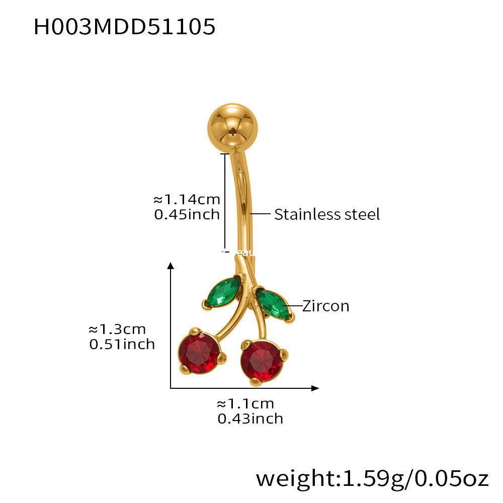 B廠-超閃5A鋯石愛心水滴造型肚臍釘不鏽鋼18k鍍金歐美穿刺飾品「H001」25.11-2
