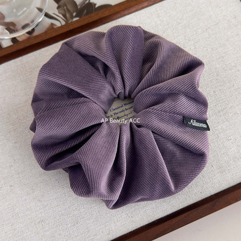 E廠-秋冬質感斜紋絨布大腸髮圈新款百搭慵懶馬尾髮繩扎丸子頭頭繩頭花「27696」25.11-3