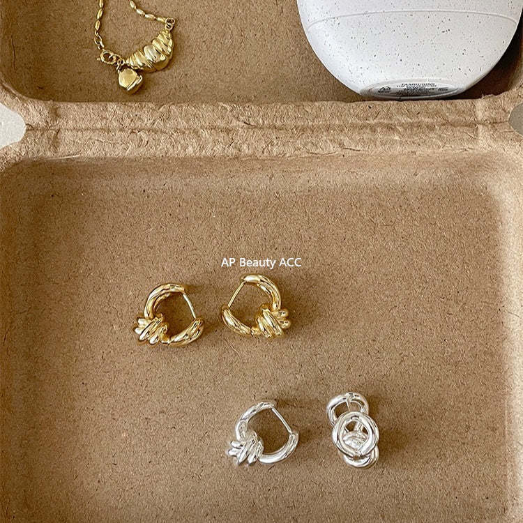 C廠-時尚簡約扭曲打結耳環女個性冷淡風百搭耳扣設計感小眾輕奢耳飾「EH-4325」25.12-3