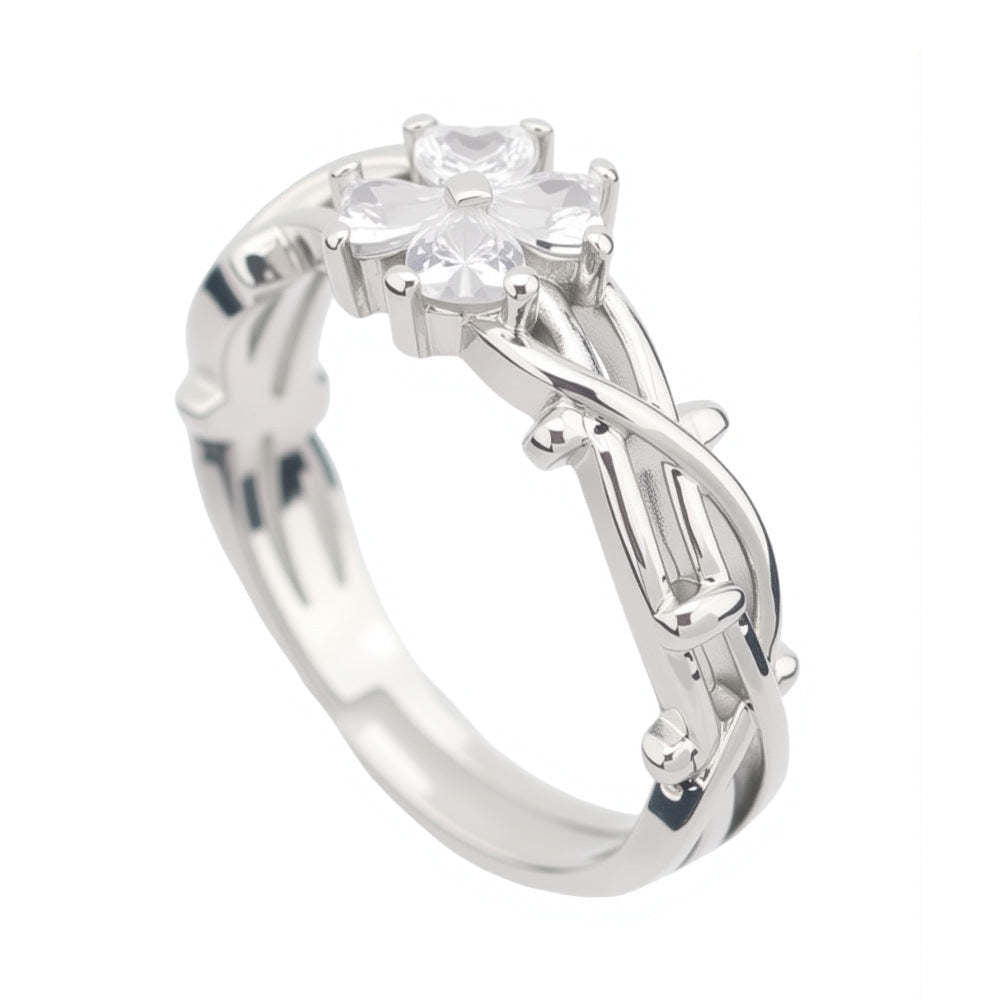 G廠-荊棘四葉草情侶戒指男女一對簡約高級感愛心鏤空對戒時尚百搭指環「J1648」25.11-4