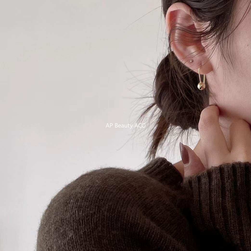 F廠-歐美跨境韓國清新S925純銀INS簡約圓珠耳扣個性耳釘「C883」25.12-1