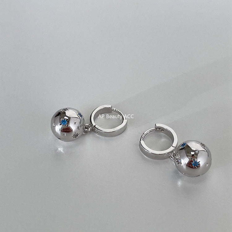 C廠-星球耳扣女小眾復古設計簡約銀針耳環時尚氣質極簡耳飾「EH-4124」25.12-2