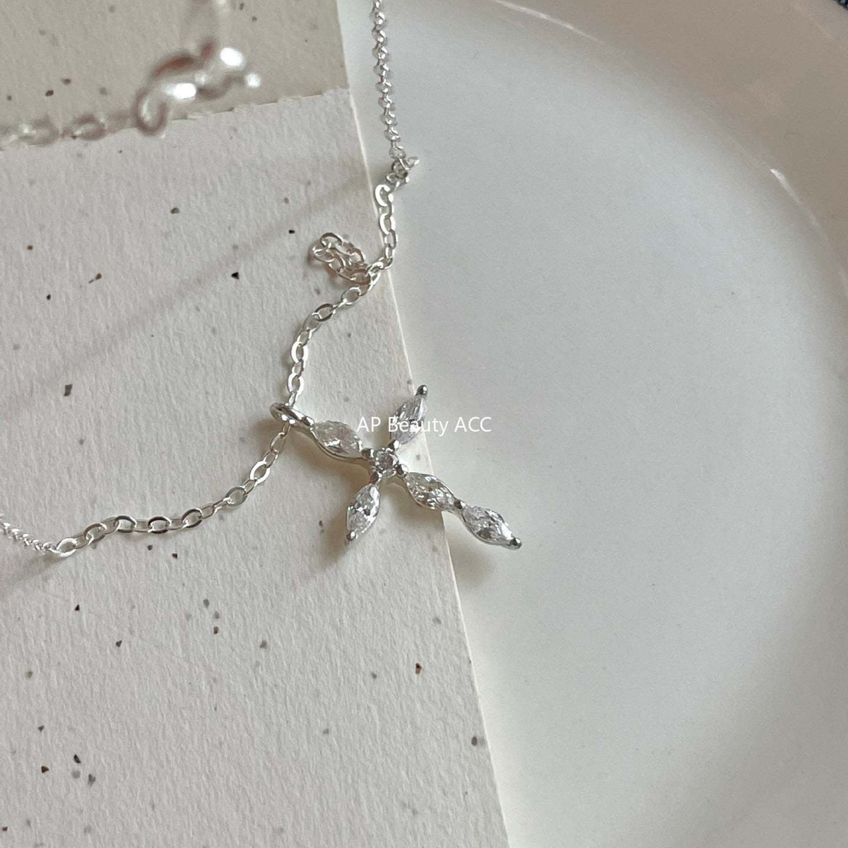 F廠-韓國韓版925純銀鋯石十字架項鍊簡約氣質ins小紅書項鍊「B1387」25.11-4