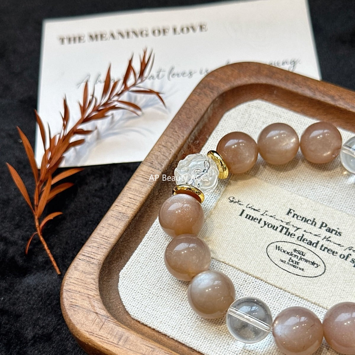 AS廠-天然水晶高級感設計奶茶月光白水晶狐狸手鍊手串批發女款「l2970」25.11-1