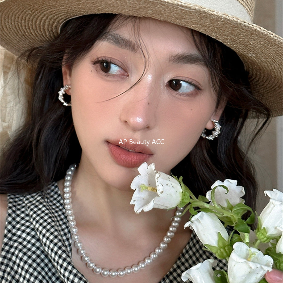 C廠-獨特小眾C形鋯石耳環女森系百搭鏤空花朵耳環輕奢小眾高級感耳飾「EH-4168」25.10-3