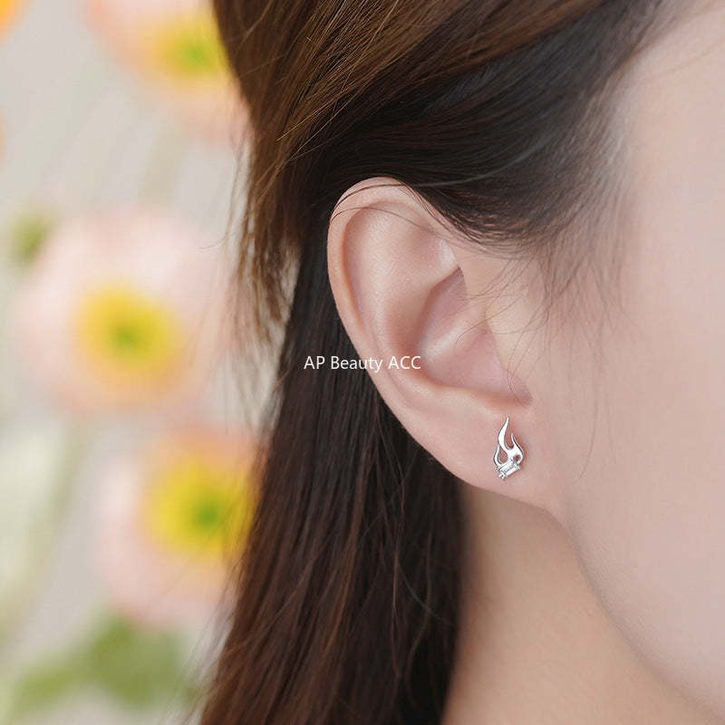 D廠-S925純銀精緻火焰耳環女輕奢個性幾何高級感小眾設計感耳飾「YC5154E_1」25.10-5