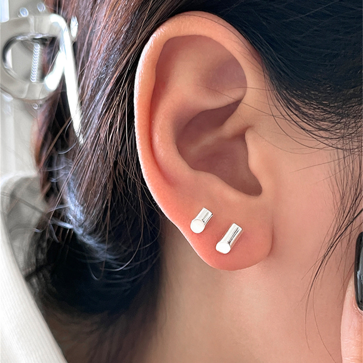 C廠-925銀針個性獨特小錘子耳釘女簡約時尚幾何耳環小眾高級感耳飾「EH-3546」25.05-4