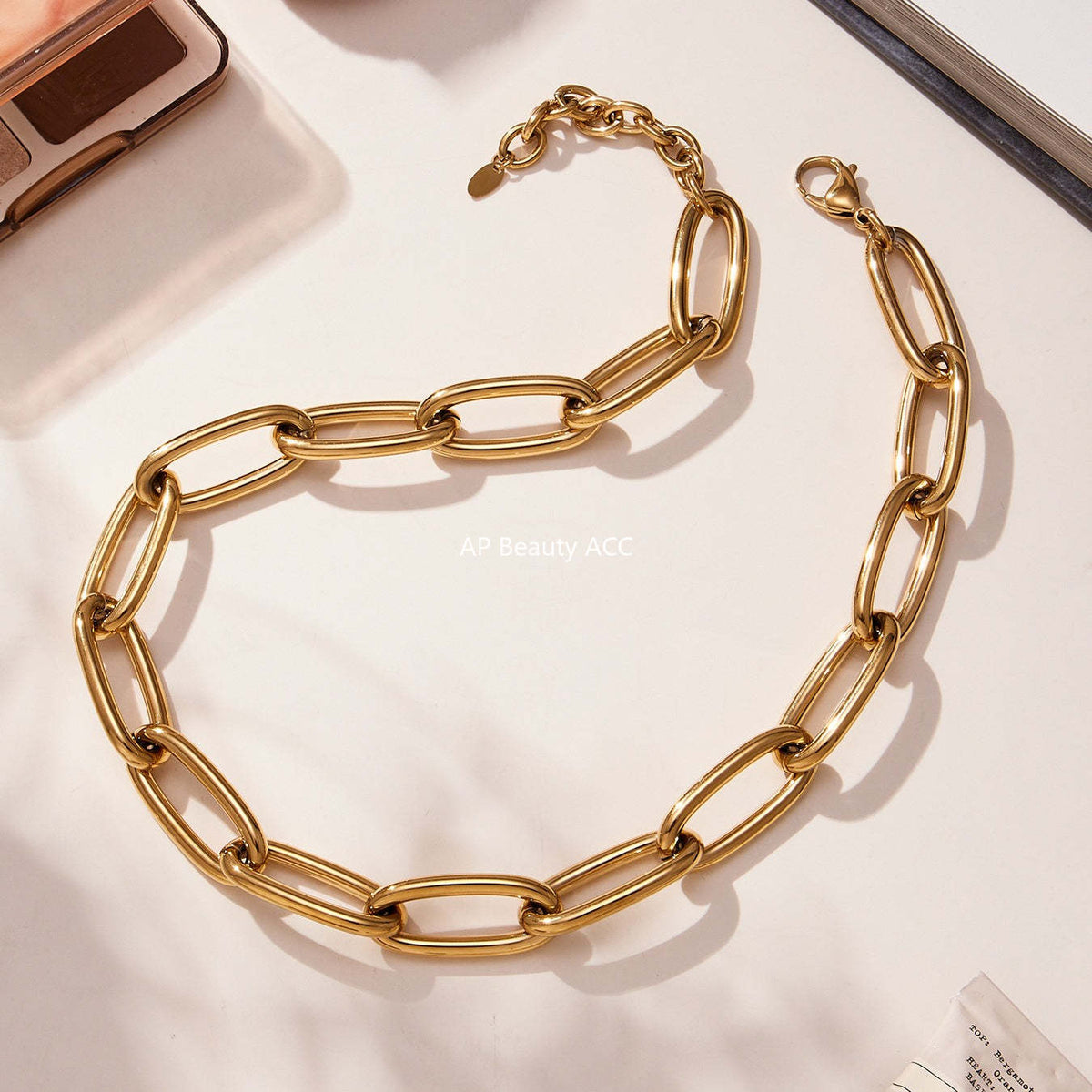 B廠-ins簡約風金屬扣古巴粗鏈條手鍊 時尚簡約單層朋克百搭項鍊「TXP468-TXE468」25.11-3