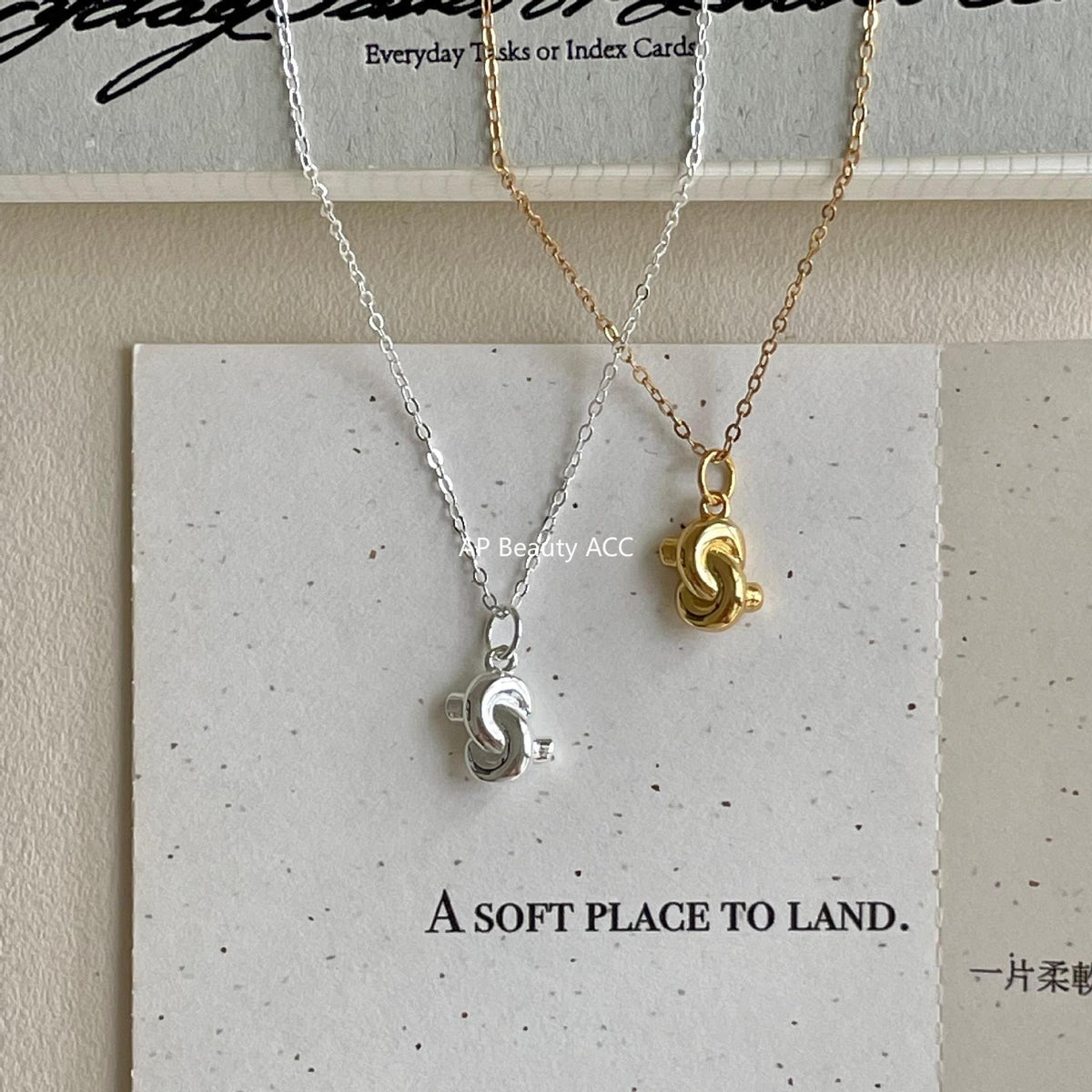 F廠-韓國韓版925純銀打結愛心項鍊簡約氣質ins網紅小紅書項鍊「B1380」25.11-1