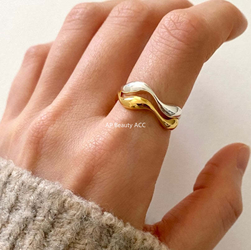 F廠-韓國韓版東大門925純銀戒指簡約氣質百搭自然曲線指環戒指「J1174」25.12-1