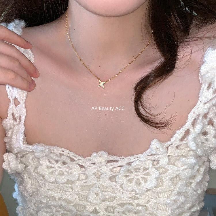 C廠-閃鑽星星純銀項鍊ins小眾設計輕奢高級感氣質鎖骨鏈簡約百搭頸鏈「XL-1229」25.11-1