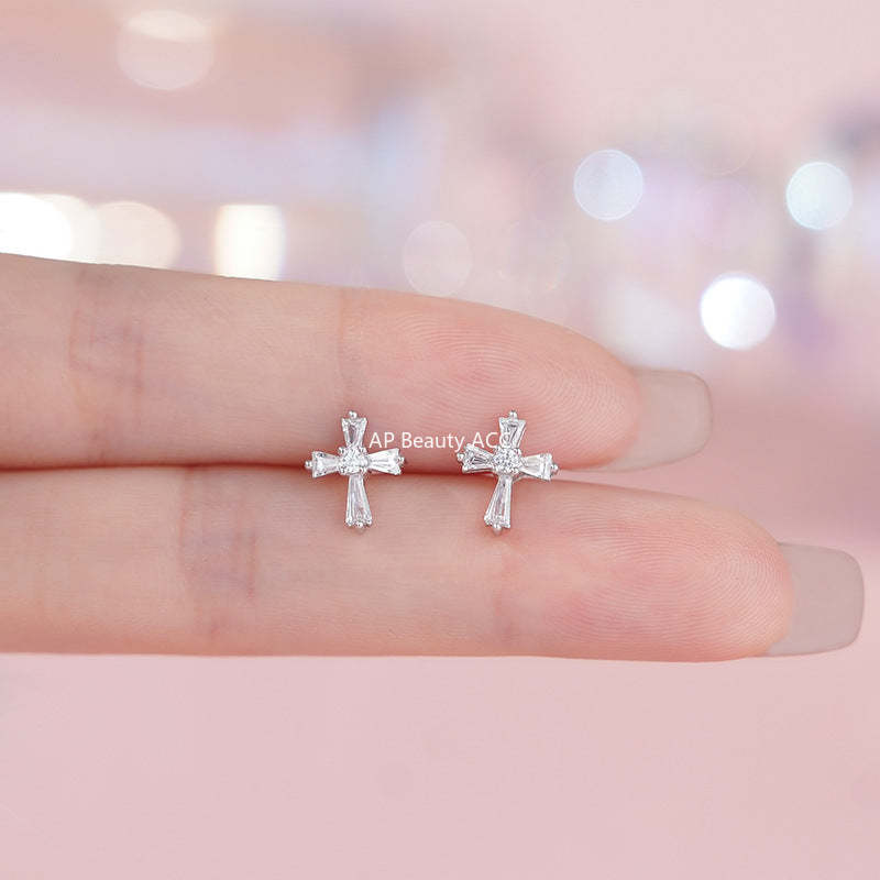 D廠-S999足銀輕奢個性十字架耳環女個性時尚冷淡風免摘耳骨耳飾「YC2153E_3 YC2416E_2 YC2434E_1」25.11-3