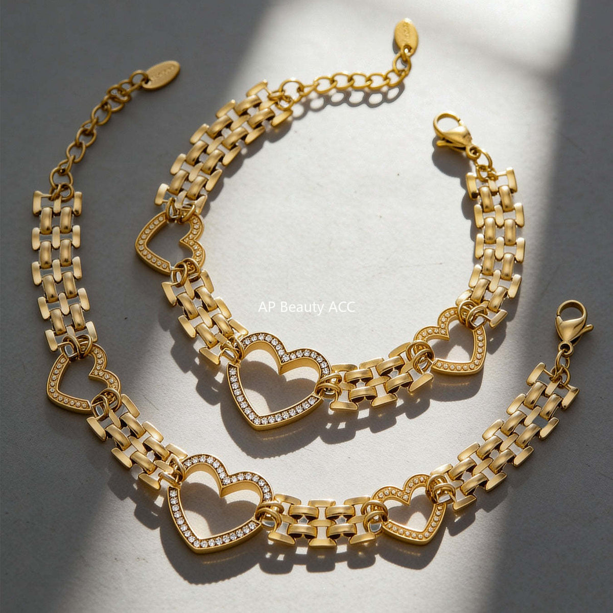 B廠-不鏽鋼鋯石愛心手錶鏈天然石愛心手指鏈組合高質感飾品鍍18k真金「E162-E169」25.12-3