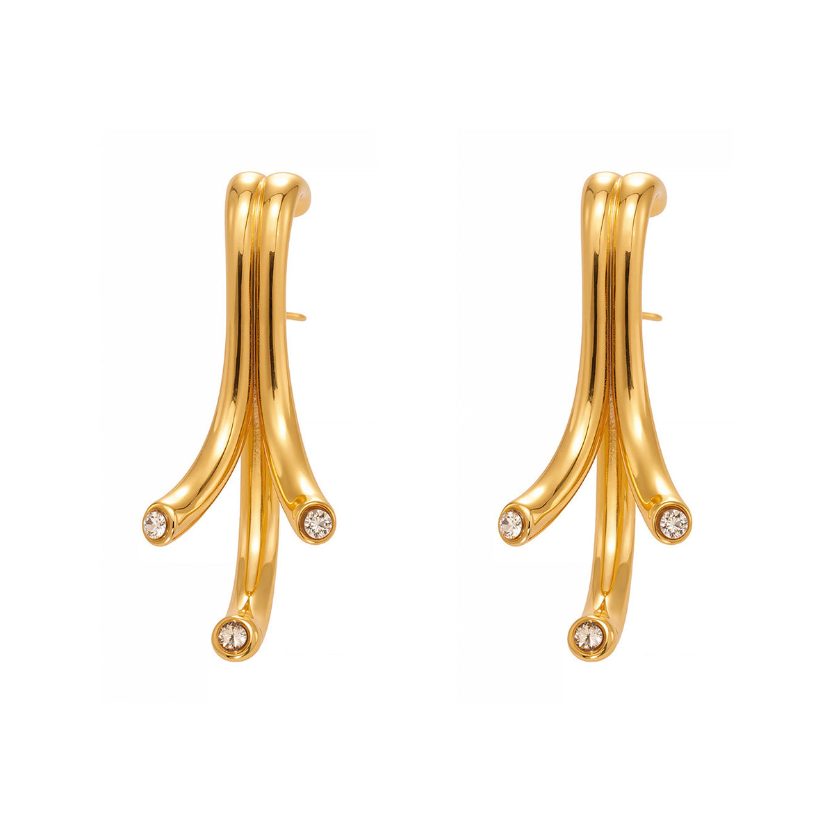 B廠-銅材質幾何異形鑲嵌鋯石耳環輕奢個性歐美風高質感耳飾批發「F811」25.11-1