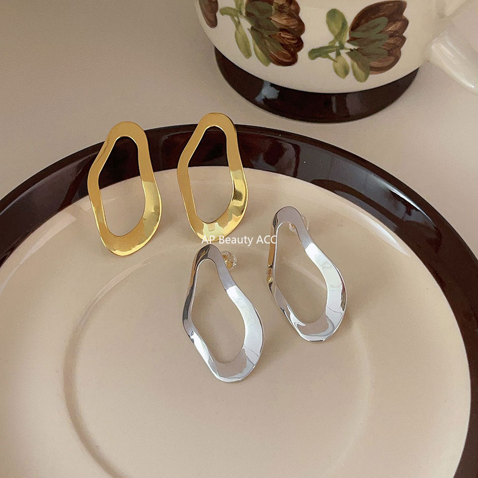 F廠-韓國韓版女925純銀耳釘INS風格設計師不規則造型耳環耳墜網紅耳飾「C588」25.11-1