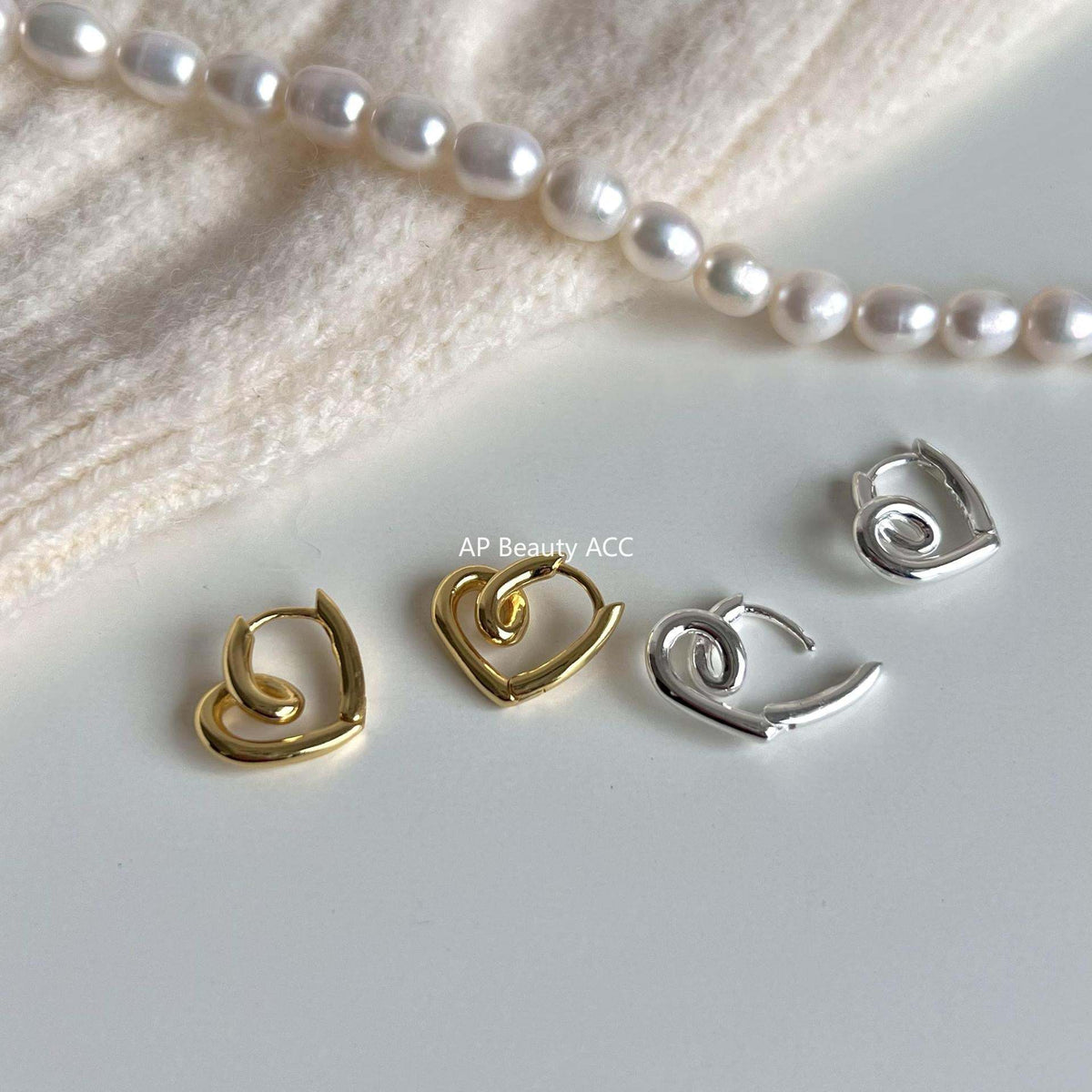 F廠-歐美跨境韓國清新S925純銀INS簡約愛心耳圈耳扣個性耳釘「C881」25.12-1