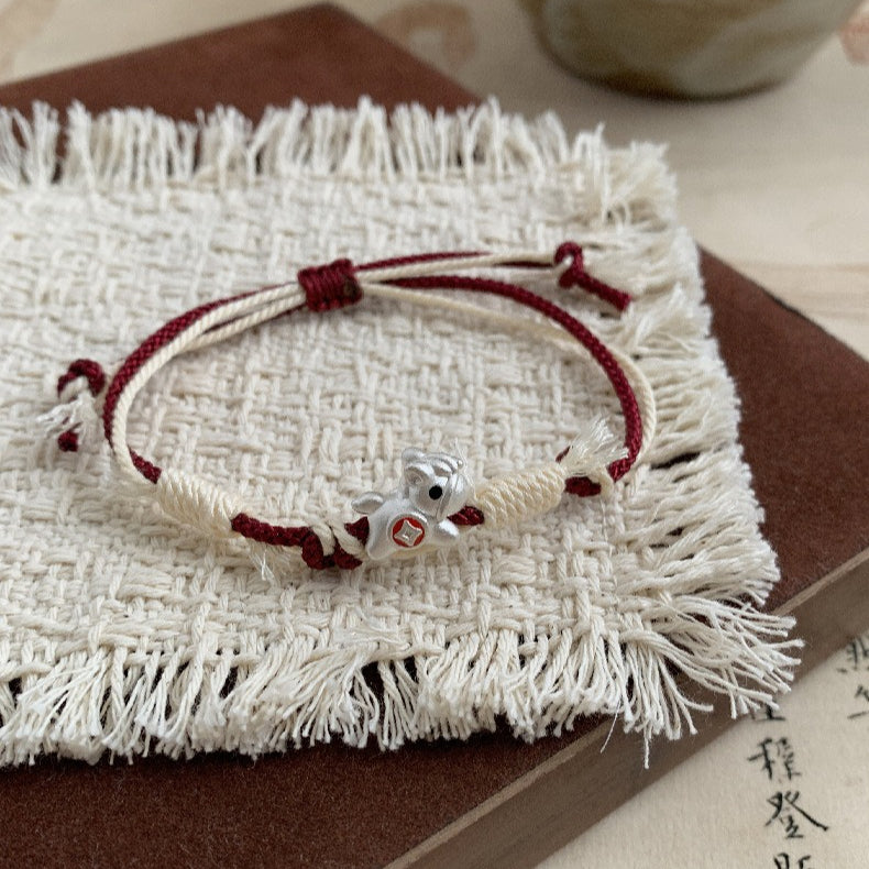 C廠-足銀999馬上有錢花  2026生肖馬 本命年紅繩手鍊錢幣琺瑯編繩手鍊「1631」25.12-3