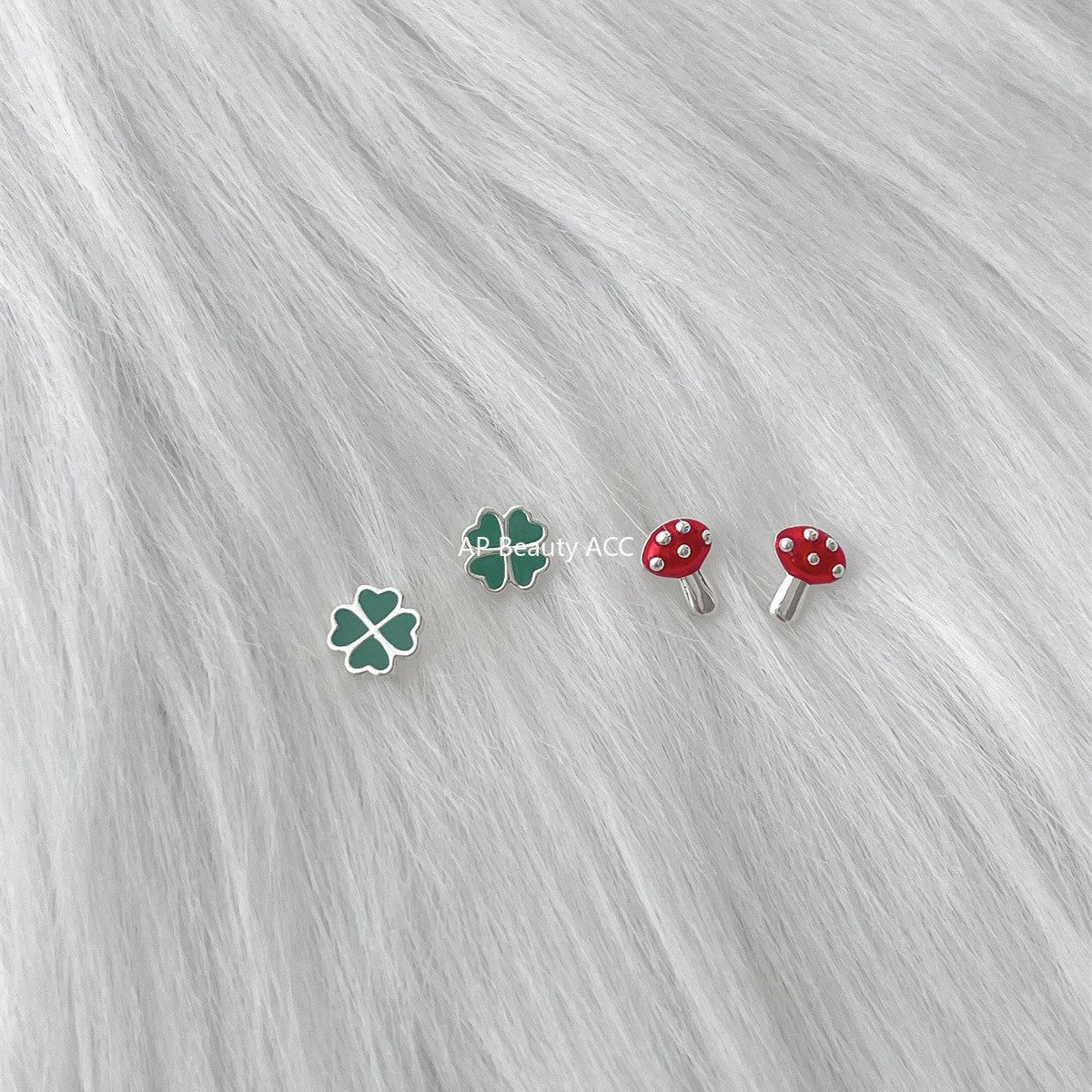 C廠-925銀針森系小清新幸運草耳釘女日常百搭可愛小蘑菇耳環精緻耳飾「EH-4232」25.10-3