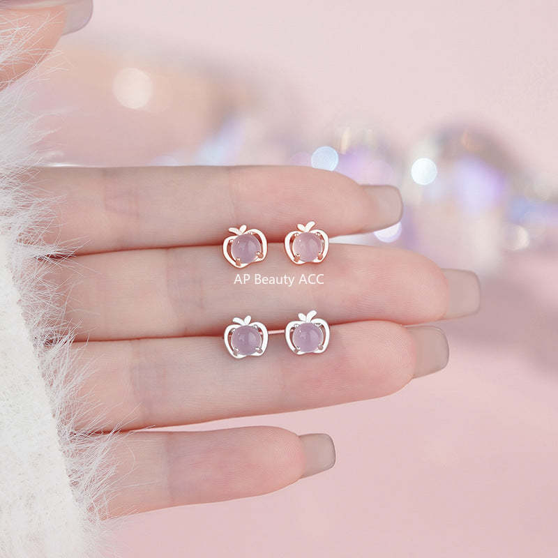 D廠-S999足銀小巧蘋果耳環女迷你耳環養耳洞水果氣質小眾可愛耳環「YC5016E_1」25.11-3