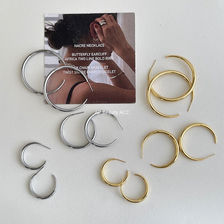 C廠-歐美冷淡風誇張大圓圈耳環輕奢小眾氣質銀針耳釘網紅同款秋冬耳飾「EH-4183」25.11-1