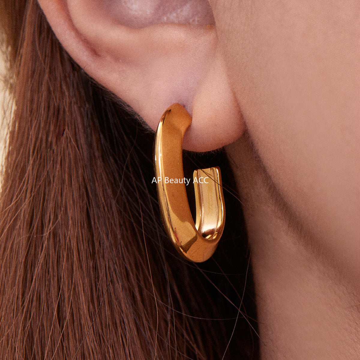 B廠-不鏽鋼凹槽弧面耳環歐美輕奢風小眾設計百搭耳飾鍍18k真金「F623」25.10-5